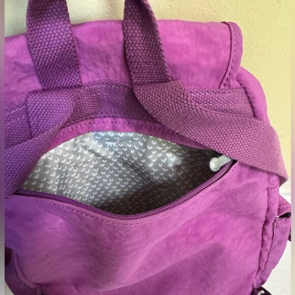 Kipling Ravier Medium Nylon Backpack Bag Pockets Monkey Lightweight Purple Charm - Picture 10 of 16